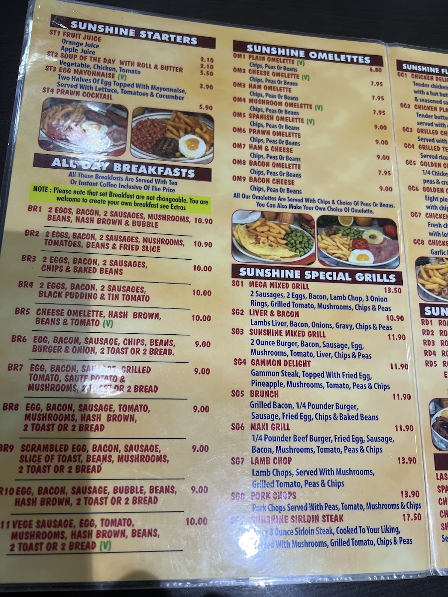 The Sunshine Cafe Menu - Image 2